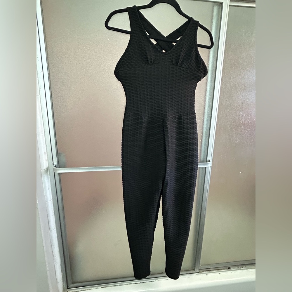 Black Textured Women's Jumpsuit